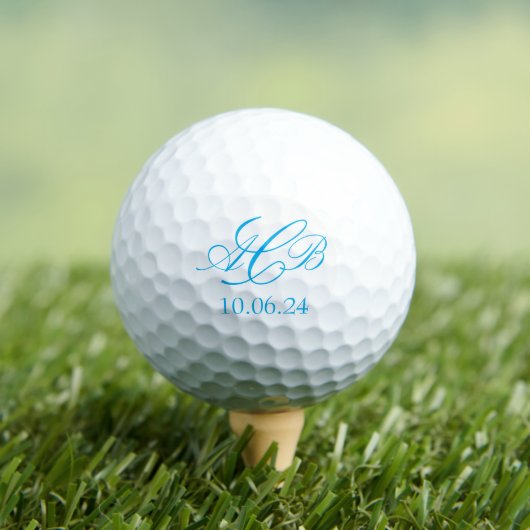  Blauw Script Initialen Monogram Favor Of Gift Golfballen (Insitu Shirt)