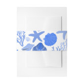 Blauw Seashell Pattern  Shells Beachy Custom Uitnodigingen Wikkel (Voorkant Voorbeeld)