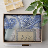 blauw Shabby Adverteren Lace Collage Tissuepapier (Geschenk)