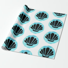 Blauw Shell Patroon Cadeaupapier