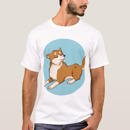 Blauw shiba ontwerp. t-shirt (Voorkant)