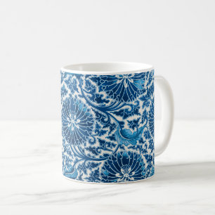 blauw sierbloempatroon koffiemok