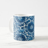  blauw sierbloempatroon koffiemok (Voorkant links)