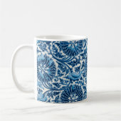  blauw sierbloempatroon koffiemok (Links)