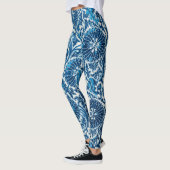  blauw sierbloempatroon leggings (Links)