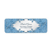 Blauw Sierkader Retouradreslabel Etiket (Voorkant)