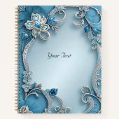 Blauw Sierlijk Bloem Notebook Notitieboek (Voorkant)