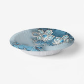 Blauw Sierlijk Bloemmotief Papieren Kommen (Gebogen)