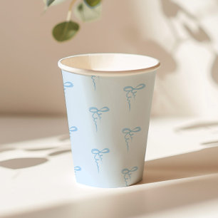 Blauw sierlijk boogpatroon jongen baby shower papieren bekers