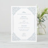  blauw sierlijk Lijst Elegant Script Menu (Staand voorkant)