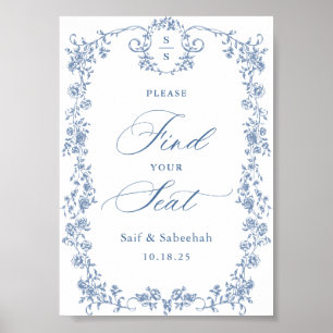 Blauw Sierlijk Victoriaans Grace Vind Je Stoel Bor Poster