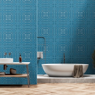Blauw sierpatroon van de Tegel - ingewikkelde geom Behang