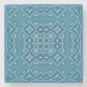 Blauw sierpatroon van de Tegel - ingewikkelde geom Stenen Onderzetter