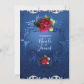 Blauw sierrode rozen bruiloft kaart (Voorkant)