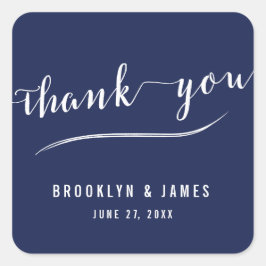 Blauw Simpele Dankjewelingsstickers voor Trouwfees Vierkante Sticker