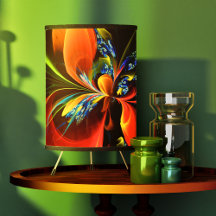Blauw Sinaasappel Bloemen Modern Abstract Kunstpat