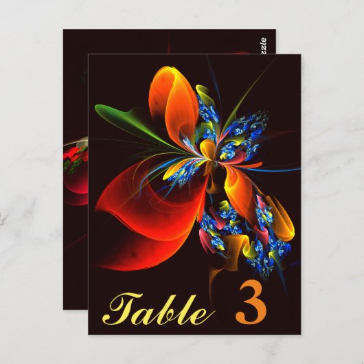 Blauw Sinaasappel Bloemen Modern Abstract Kunstpat Briefkaart (Voorkant / Achterkant)