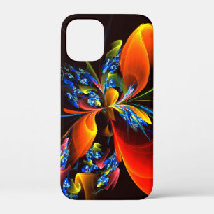 Blauw Sinaasappel Bloemen Modern Abstract Kunstpat iPhone 12 Mini Hoesje