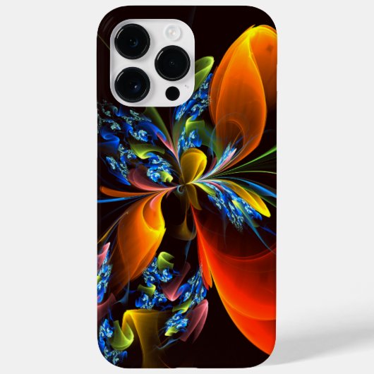 Blauw Sinaasappel Bloemen Modern Abstract Kunstpat Case-Mate iPhone Case (Achterkant)