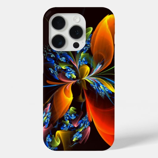 Blauw Sinaasappel Bloemen Modern Abstract Kunstpat Case-Mate iPhone Case (Achterkant)