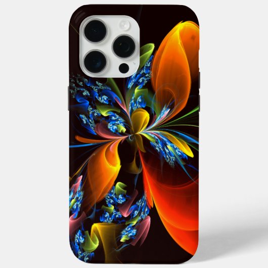 Blauw Sinaasappel Bloemen Modern Abstract Kunstpat Case-Mate iPhone Case (Achterkant)