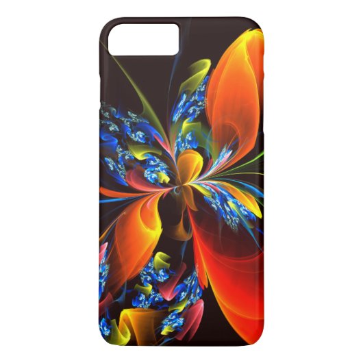 Blauw Sinaasappel Bloemen Modern Abstract Kunstpat Case-Mate iPhone Case (Achterkant)