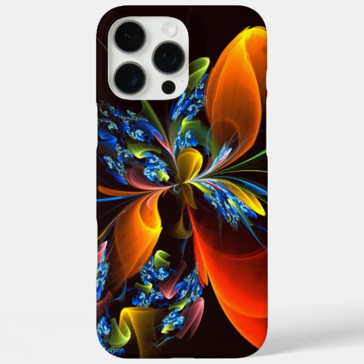Blauw Sinaasappel Bloemen Modern Abstract Kunstpat Case-Mate iPhone Case (Achterkant)