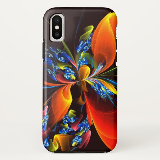 Blauw Sinaasappel Bloemen Modern Abstract Kunstpat Case-Mate iPhone Case (Achterkant)
