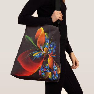 Blauw Sinaasappel Bloemen Modern Abstract Kunstpat Crossbody Tas