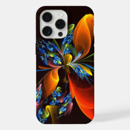 Blauw Sinaasappel Bloemen Modern Abstract Kunstpat iPhone 15 Pro Max Hoesje