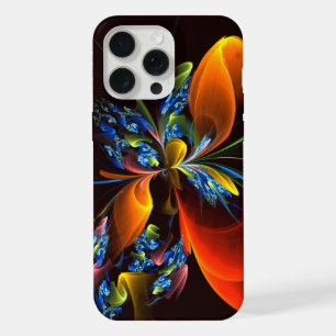 Blauw Sinaasappel Bloemen Modern Abstract Kunstpat iPhone 15 Pro Max Hoesje
