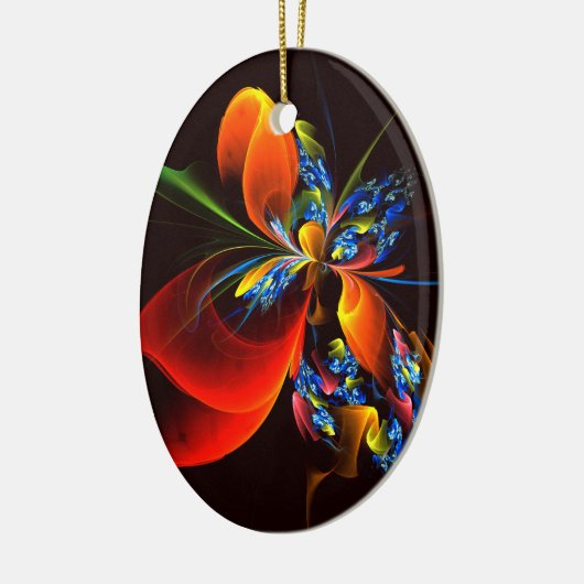 Blauw Sinaasappel Bloemen Modern Abstract Kunstpat Keramisch Ornament (Links)