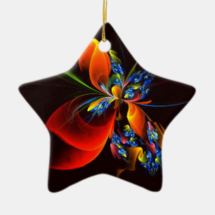 Blauw Sinaasappel Bloemen Modern Abstract Kunstpat Keramisch Ornament