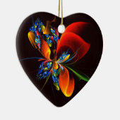 Blauw Sinaasappel Bloemen Modern Abstract Kunstpat Keramisch Ornament (Rechts)