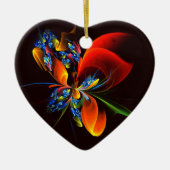 Blauw Sinaasappel Bloemen Modern Abstract Kunstpat Keramisch Ornament (Voorkant)