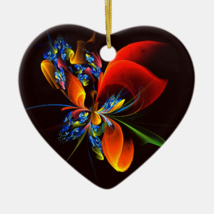 Blauw Sinaasappel Bloemen Modern Abstract Kunstpat Keramisch Ornament