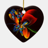 Blauw Sinaasappel Bloemen Modern Abstract Kunstpat Keramisch Ornament (Achterkant)