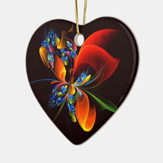 Blauw Sinaasappel Bloemen Modern Abstract Kunstpat Keramisch Ornament (Links)