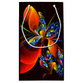 Blauw Sinaasappel Bloemen Modern Abstract Kunstpat Klein Cadeauzakje (Achterkant)