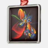 Blauw Sinaasappel Bloemen Modern Abstract Kunstpat Metalen Ornament (Links)