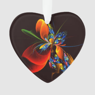 Blauw Sinaasappel Bloemen Modern Abstract Kunstpat Ornament