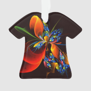 Blauw Sinaasappel Bloemen Modern Abstract Kunstpat Ornament