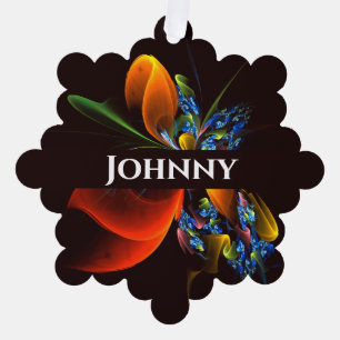 Blauw Sinaasappel Bloemen Modern Abstract Kunstpat Ornament Kaart