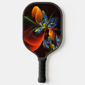 Blauw Sinaasappel Bloemen Modern Abstract Kunstpat Pickleball Paddle (Achterkant)