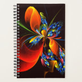 Blauw Sinaasappel Bloemen Modern Abstract Kunstpat Planner (Voorkant)