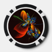 Blauw Sinaasappel Bloemen Modern Abstract Kunstpat Poker Chips (Achterkant)