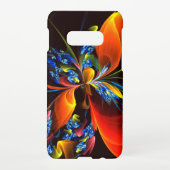 Blauw Sinaasappel Bloemen Modern Abstract Kunstpat Samsung Galaxy Hoesje (Achterkant)