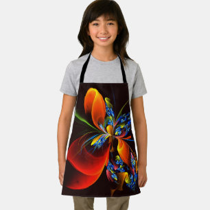 Blauw Sinaasappel Bloemen Modern Abstract Kunstpat Schort