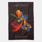 Blauw Sinaasappel Bloemen Modern Abstract Kunstpat Theedoek (Verticaal)