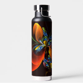 Blauw Sinaasappel Bloemen Modern Abstract Kunstpat Waterfles